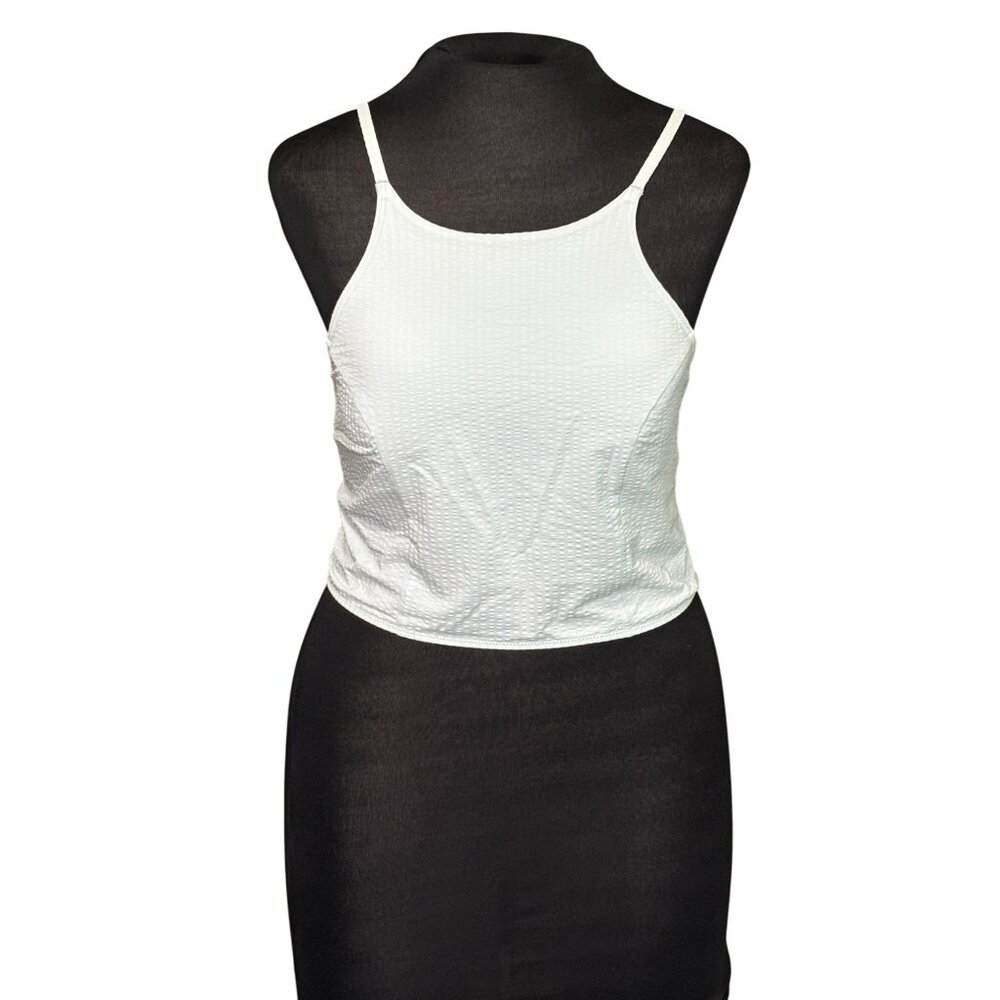 Lululemon White Sculpted Strappy Tank Top With Built-In Bra L/G Lightweight